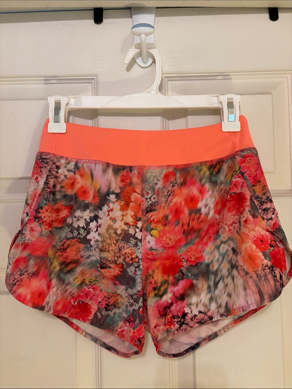 Athena Coral and Multicolor Floral Girls' Athletic Shorts